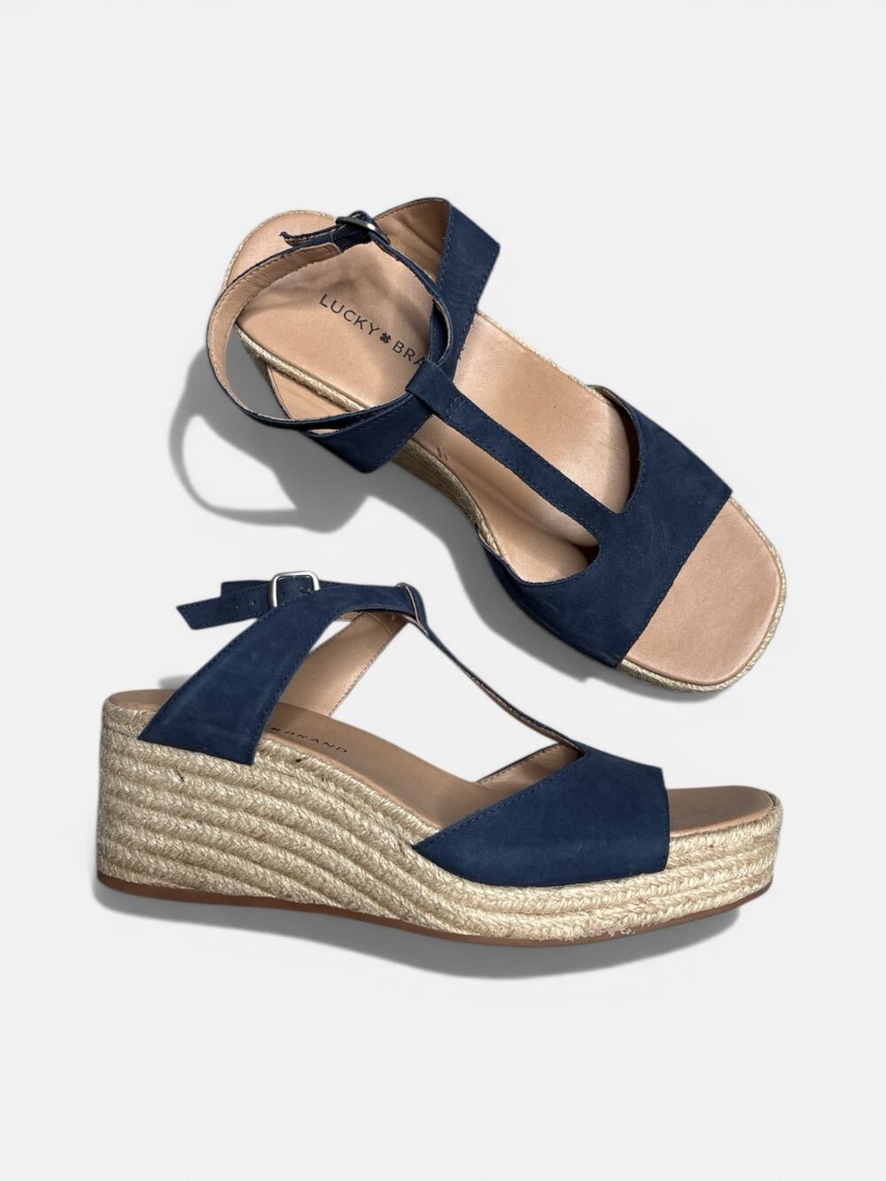✨2/$30✨ Lucky Brand Valki Jute Espadrille Platform Wedge Sandals Size 11 Blue